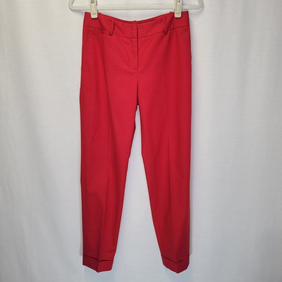 Lafayette 148 Women's Size 0 Pants Red Cuffed - Picture 1 of 7